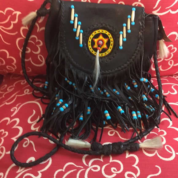 NWT Pamela V leather beaded handbag made in Peru - Picture 2 of 2